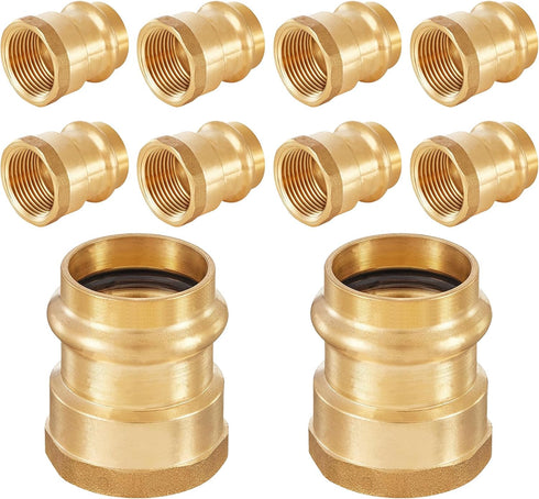 10-Pack Brass Press Fitting Adapter, 3/4" Press X 3/4" Female NPT Adapter