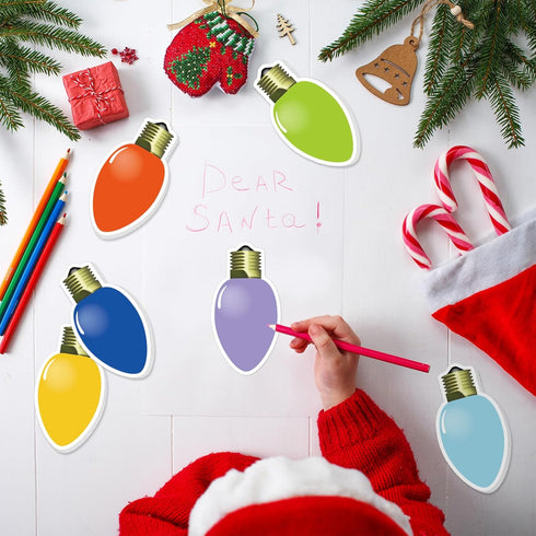 Whaline 24Pcs Christmas Sticky Note, 12 Designs Colorful Xmas Bulb Shape Self-Stick Notepads for Work Study