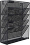 EasyPAG 5 Slot Wall Hanging File Organizer - Vertical Office Desk / Wall Mounted Paper Holder with Bottom Tray, Black