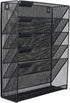 EasyPAG 5 Slot Wall Hanging File Organizer - Vertical Office Desk / Wall Mounted Paper Holder with Bottom Tray, Black