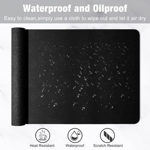 Hsurbtra Desk Pad - 30" x 14" PU Leather Mat, XL Extended Mouse Pad, Waterproof Non-Slip for Office Home, Black