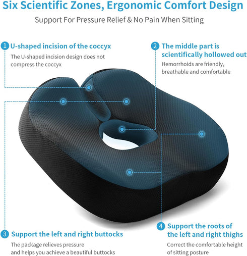 LSMColda Tailbone Extra-Dense Seat Cushions for Office Chairs, Orthopedic Seat Cushion for Desk Chair, Car, Wheelchair