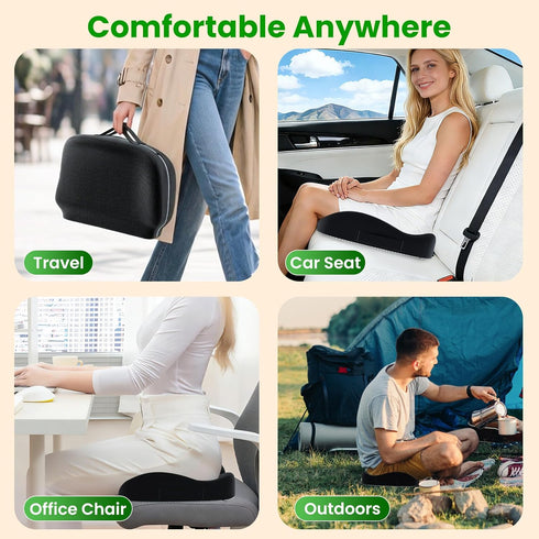 Tailbone A-Pce Foldable Travel Seat Cushion-with Built-in HandlesMemory Foam Cushions for Relief of Lower Back