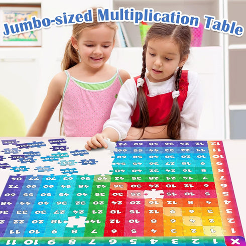 Multiplication Chart Puzzle - 21" x 21" Educational Game Table for Kids Ages 7+ - Math Manipulatives for Learning