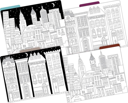 Barker Creek Color Me! Cityscapes Designer File Folders, Set of 24, Multi-Design, Letter Size