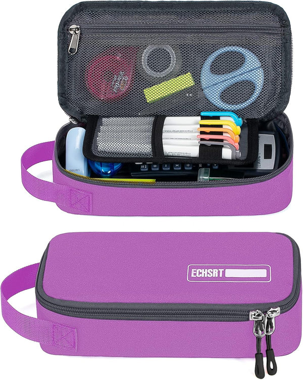 ECHSRT Large Aesthetic Pencil Case, Minimalist Portable Stationery Bag with Handle for Office Organizer