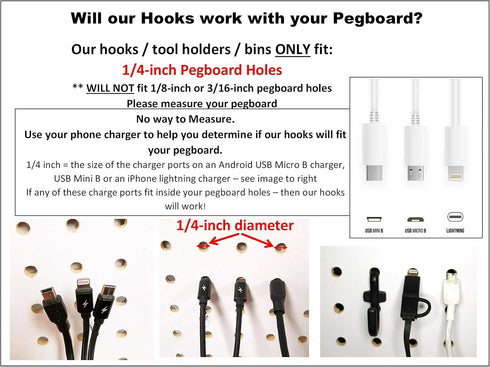 JSP Manufacturing Non-Locking Plastic Pegboard Hooks, L Style Hook for Garage Tool Storage, 100 Black