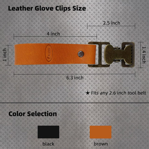 KUNN Leather Glove Clips for Work Glove Holders Heavy Duty Glove Belt Bronze Clip for Construction