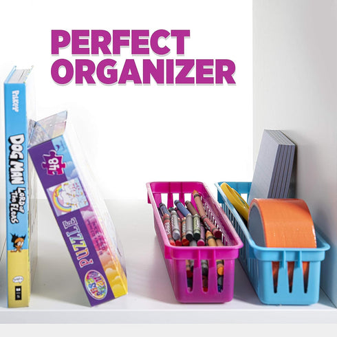 Prextex Classroom Pencil Organizer - Pencil or Crayon Basket in Variety Colors (12 Pack)