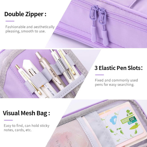 CICIMELON Large Pencil Case Big Storage Pen Pouch Bag with Compartment for School Supplies, Office, College, Upgraded