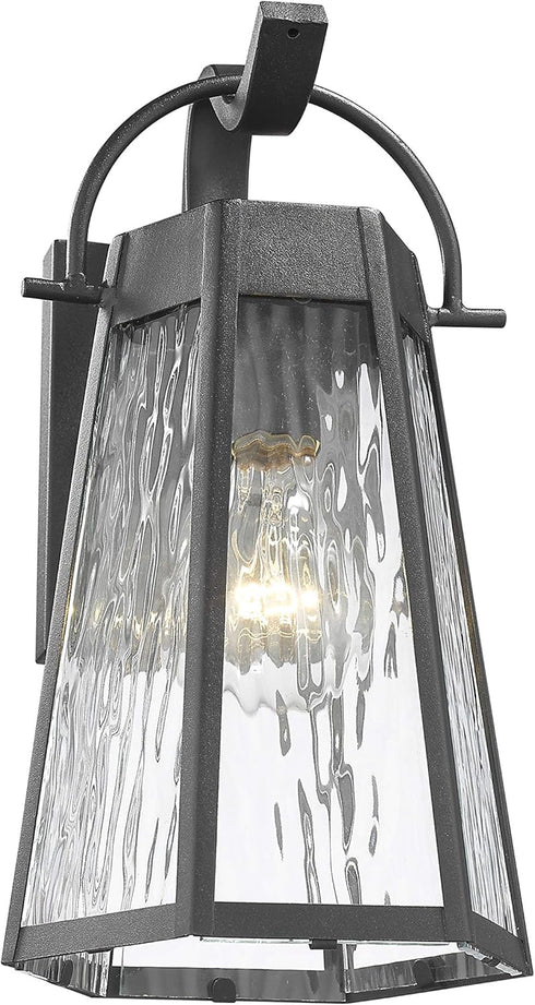 1 12" Industrial Light Textured Black Outdoor Wall Sconce Tall