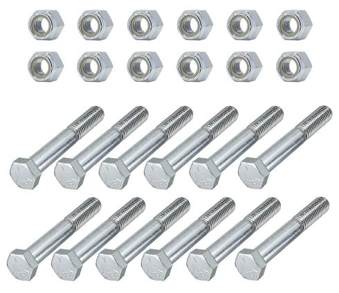 Grade 5 Shear Bolts for Rotary Cutters 1/2" x 3-1/2" with Nylock Nuts, 12 Pack