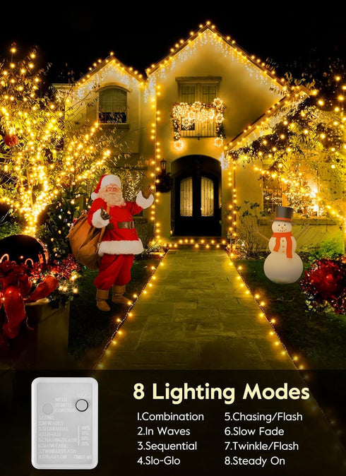 66FT 200 8 LED Christmas Tree Lights, Twinkle Fairy Lights String with Flashing Modes String Lights for Indoor Bedroom
