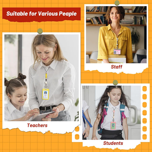 Qoroos 12 3 Sets in Retractable Teacher Lanyards for ID Badges with ID Holder Teacher Badge Reel Breakaway Lanyard