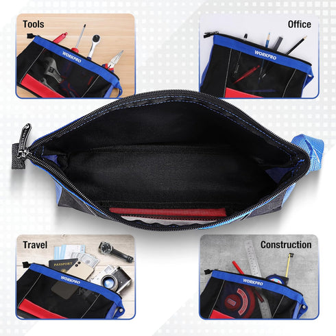 WORKPRO 12" Tool Pouches with Zipper, Utility Bag Pouch for Tool Organizers and Storage, 2-Pack