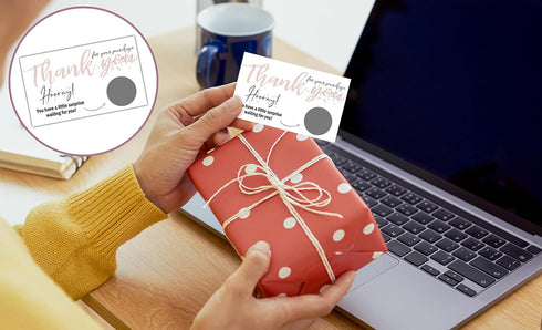50 50 Stickers(C05) Thank You For Your Purchase Scratch Off Cards - Blank Gift Certificate Cards - Small Business Thank