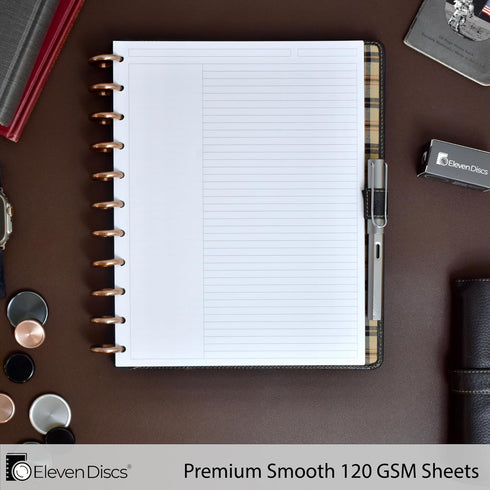 Discbound Paper, Letter Size Margin Ruled Sheets - Premium 120gsm Notebook & Planner Refills, 40 Sheets