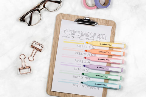 STABILO Highlighter swing cool Pastel - Assorted colors - Wallet of 4