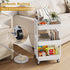 WBKATN 3 Tier Rolling Cart with Wheels, White Plastic Three Tiered Roller Shelf Cart on Lockable Wheels, Small Utility