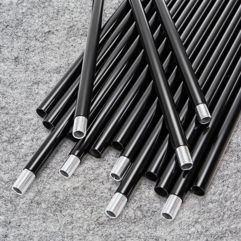 20 Pack M10 12 Inches (30cm) Noamus Matte Black Threaded Extension Rod, Chandelier Hanging Rods for Pendant Light
