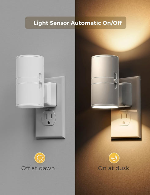 0-100LM 3000K, Dimmable 2 Pack L LOHAS LED Night Light Plug in, Night Lights Plug into Wall, Light Sensor, Soft White