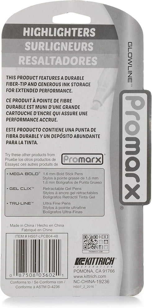 Promarx Pocket Stick Highlighters, Assorted Colors, 4 Count (HS07-LPCB04-48)
