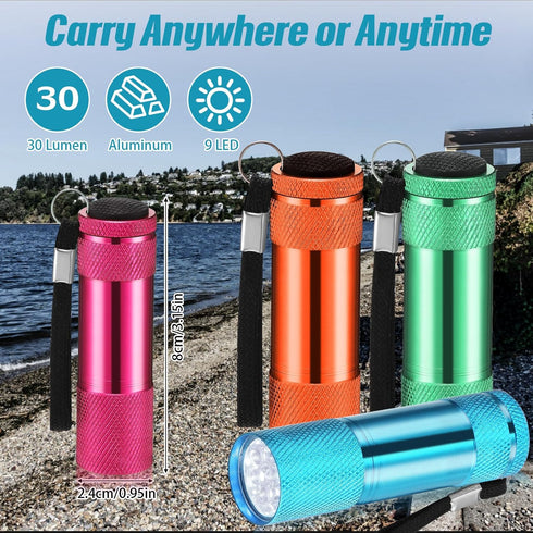 12 Pcs Mini Flashlights Bulk, Bright Aluminum Handheld Flash Lights with Lanyard, Small LED Flashlights for Kids Night Reading Emergency Hurricane Camping Hiking Party Favors(Bright Colors) by VIHOSE