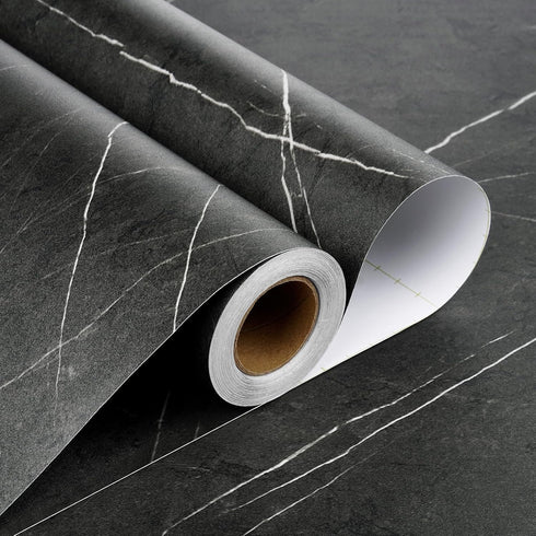 Stickyart Pietra Black Marble Contact Paper | Removable Premium Wallpaper Peel and Stick for Countertops 12"x160"