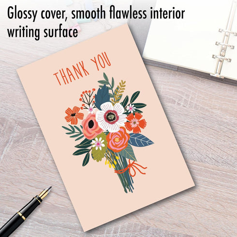 5 7 Inch (1 C2814ITYG NobleWorks - Thank You Greeting Card with x Envelope Card) Bouquets of Thanks