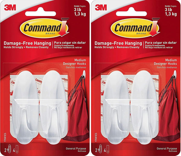 Command Designer Hooks - Medium, White, 4-Hooks