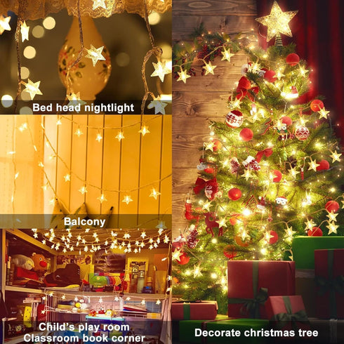 Operated,10ft 20 Star String Lights Battery LED Star Fairy String Lights, Battery Powered Christmas Lights for Indoor