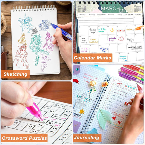 Erasable Pens, 0.5mm Erasable Gel Pens with Rubbers, Heat Friction Pens for Kids Adult School Office Supplies