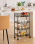 crkmire 4 Tier Metal Rolling Cart, Utility Storage Cart with Wheels and Handle Mobile Book Art Snack Diaper Baby