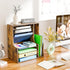 7 Simple Trending Tier Desk File Organizer, Wooden Letter Tray Paper Organizer with Adjustable File Holder, Mesh