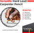GRAPHITE Hard Lead Carpenter Pencils, Bulk Pack of 12 Pieces, #2 (HB) - Black Wooden Pencil
