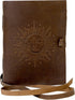 Sun & Moon Leather Journal, 7 x 5 Inch Handmade Paper Journal, Vintage Sketchbook for Women