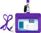 Wisdompro 2-Sided PU Leather ID Badge Holder - Purple (Horizontal) with 1 ID Window, 1 Card Slot, and 1 Piece 23 Inch