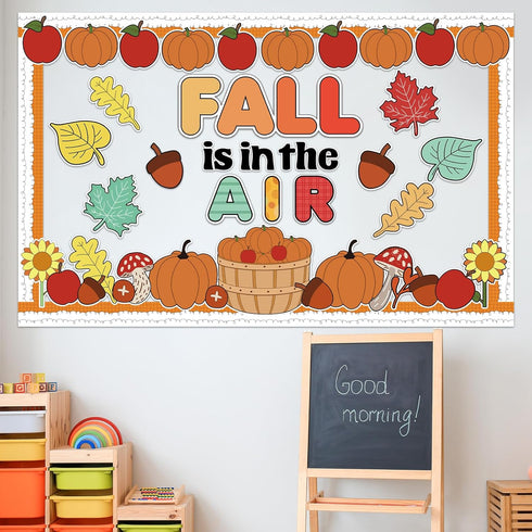 Fall Bulletin Board Decorations Set with Pumpkin Classroom Decors Autumn Maple Leaves for Thanksgiving