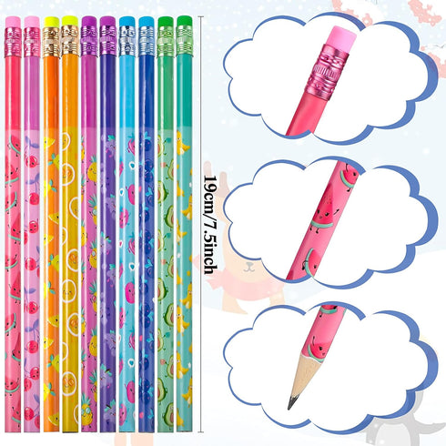 Outus 40 Pieces Scented Pencils with Eraser, HB Graphite Pencils with Fruit Elements for School Stationery