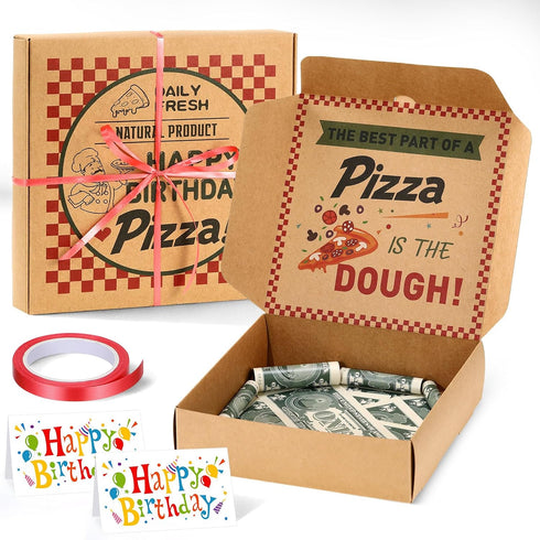 Feifeiya 2 Pcs Birthday Pizza Money Box for Cash Gift 7 x 7