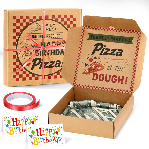 Feifeiya 2 Pcs Birthday Pizza Money Box for Cash Gift 7 x 7