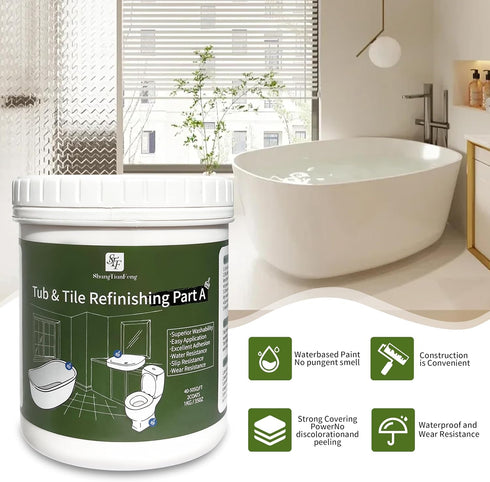 (100-120sq.ft), Countertop, 32Oz Grey Ceramic Tile Paint Bathtub Sink Paint Refinishing Kit Easy of Use Tub Resurfacing