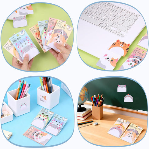 6 Pack 270 JIANTA Cute Sticky Notes, New Cartoon Animal Pattern Sticky Notes Markers Flags, Self-Stick Memo Pads