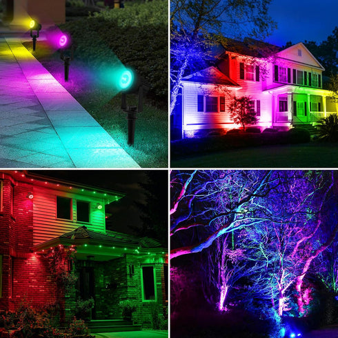9.8ft IP65 T-SUNUS RGB Solar Spot Lights Outdoor, Color Changing Landscape Light with Separated Panel Cable Waterproof