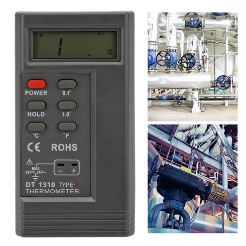 Digital K Type Thermometer, Portable Compact LCD Display Low Battery Indication Super Long Range for Industrial
