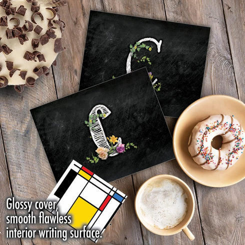 The Best Card Company 10 Initial Letter C Assorted Blank Notecards - Floral Monogrammed Personal Stationery