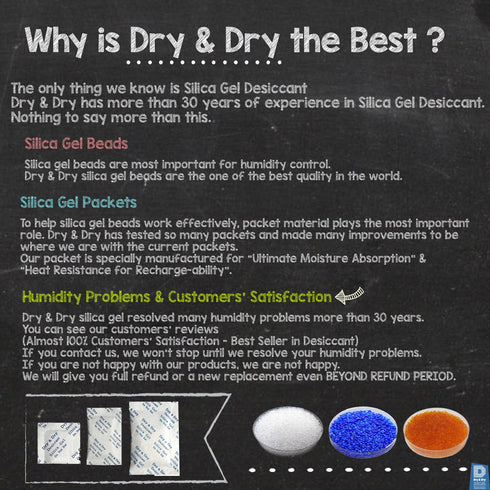 Dry & Dry Orange Indicating Silica Gel Packets - Food Safe Desiccants for Food Storage, 6 Packets (50 Gram)