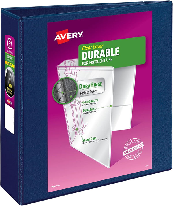Avery Durable View 3 Ring Binder, 3 Inch Slant Rings, 1 Blue Binder
