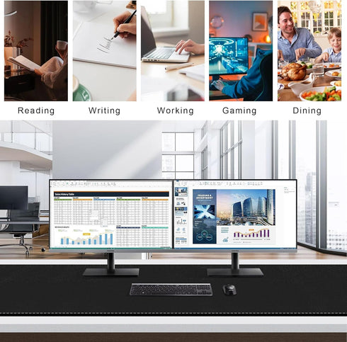 Mydours Gaming Mouse Pad, 67'' x 24" Large PU Leather Desk Mat, Dual-Sided Easy Clean Desktop Protector - Black
