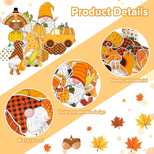 Faccito 70 Pcs Fall Bulletin Board Decorations Set, Hello Fall Cutouts with Autumn Gnome Pumpkin Borders
